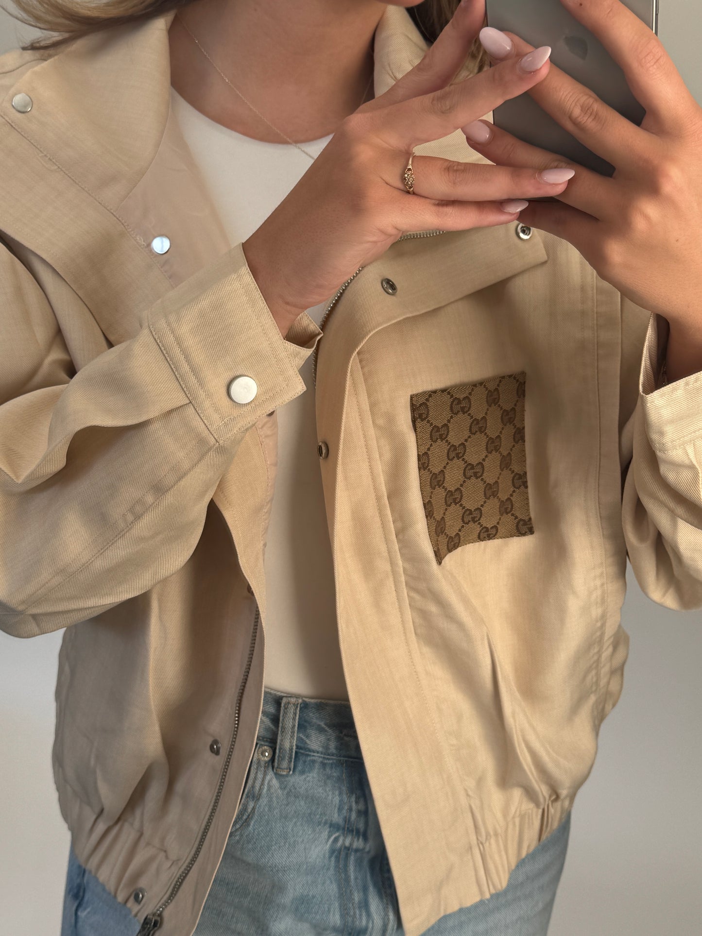Oversized jacket with canvas
