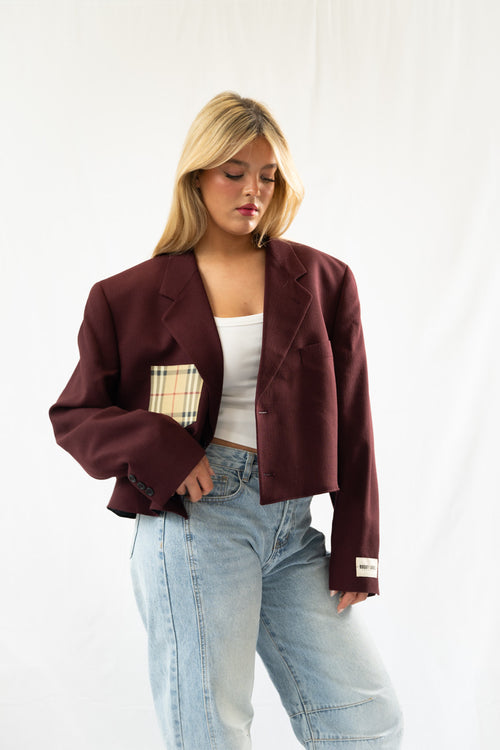 Bordeaux Cropped Vintage Blazer · XL
