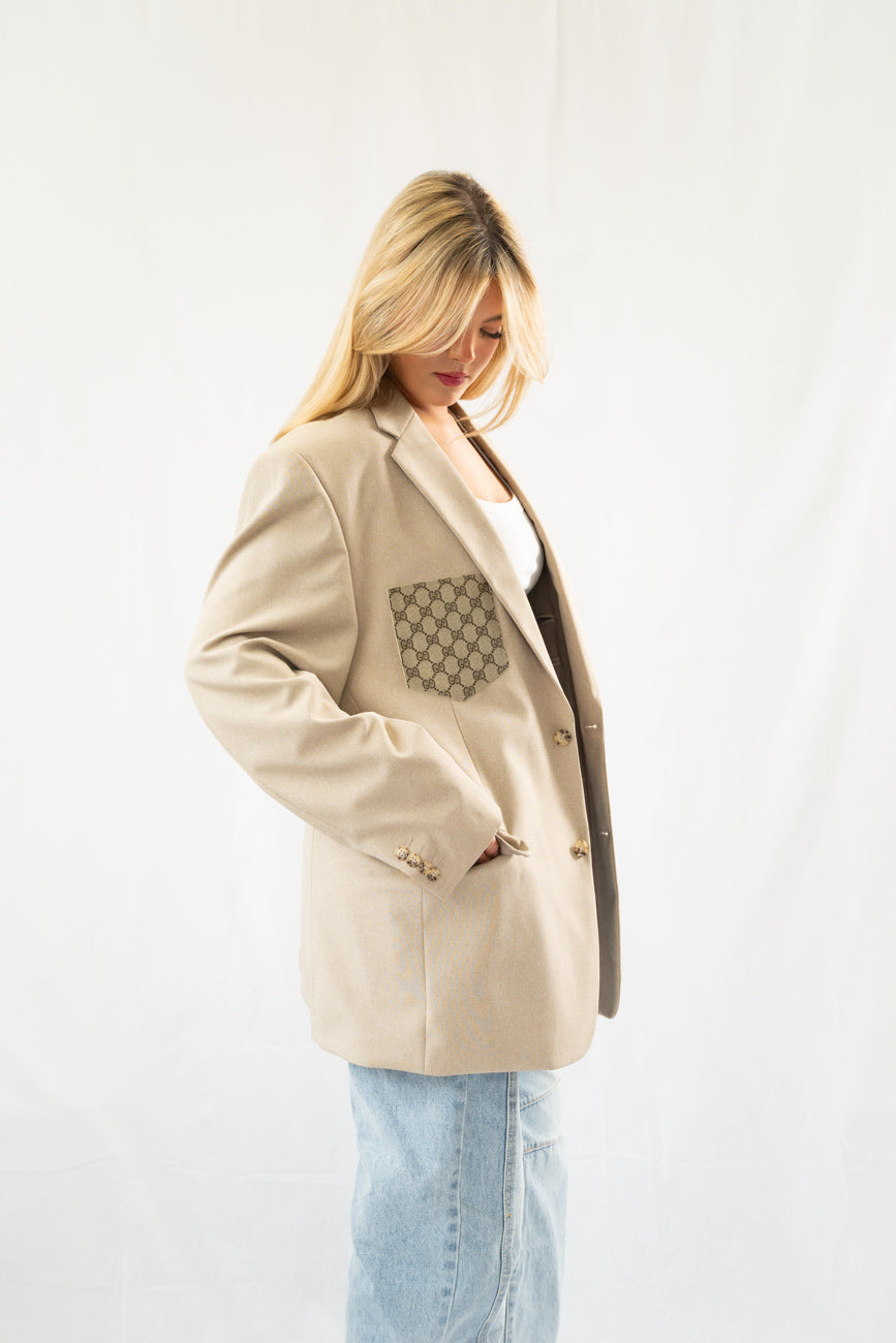 Beige Vintage Oversized Blazer · XL