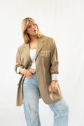 Beige Vintage Designer Oversized Blazer · L-XL