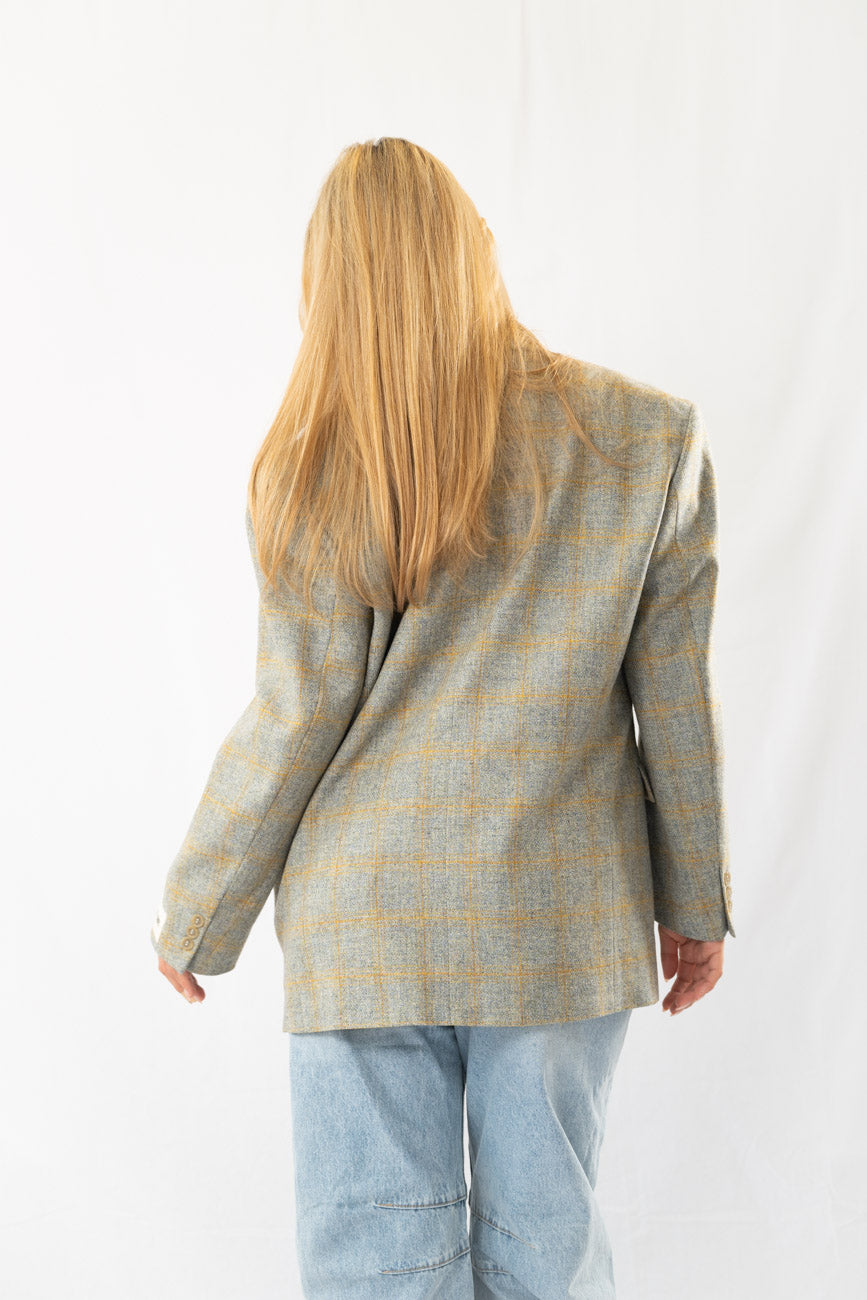 Turquoise Print Vintage Oversized Blazer · M-L