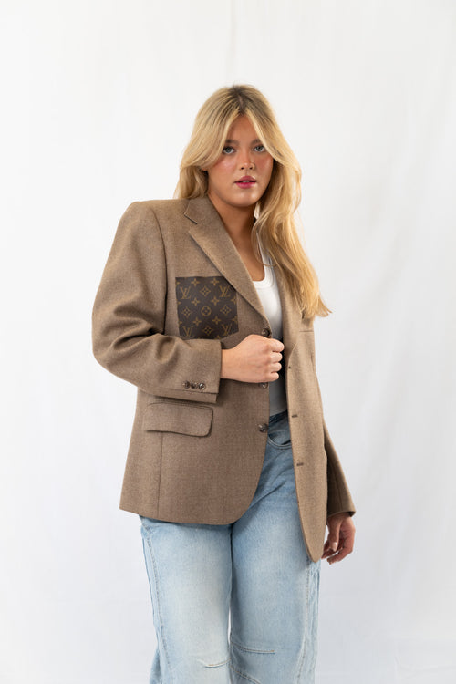 Beige Wool Vintage Oversized Blazer · M-L