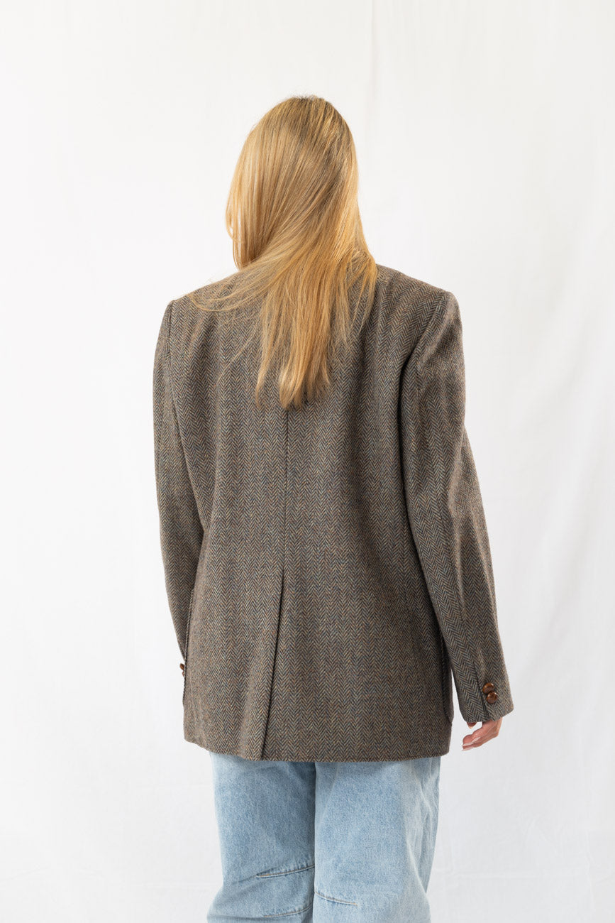 Brown Turquoise Print Vintage Oversized Blazer · M