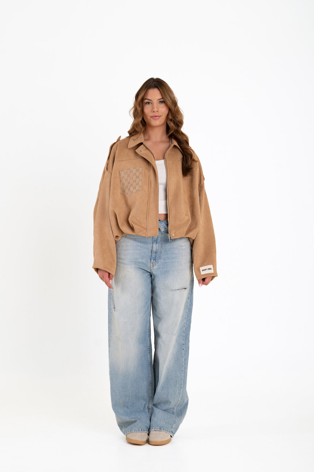 Beige suede signature jacket