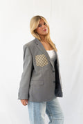Light Grey Vintage Designer Oversized Blazer · L