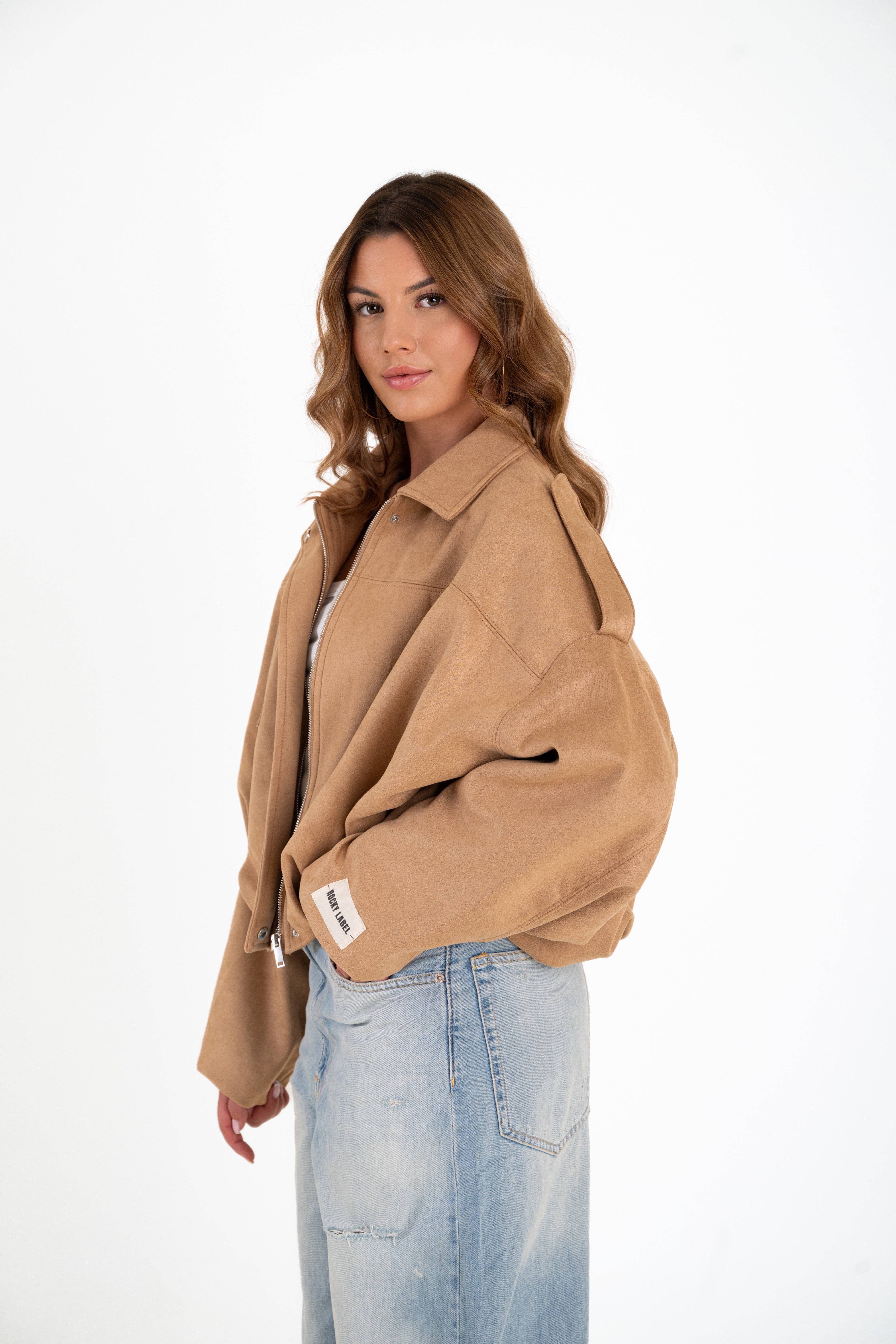 Beige suede signature jacket