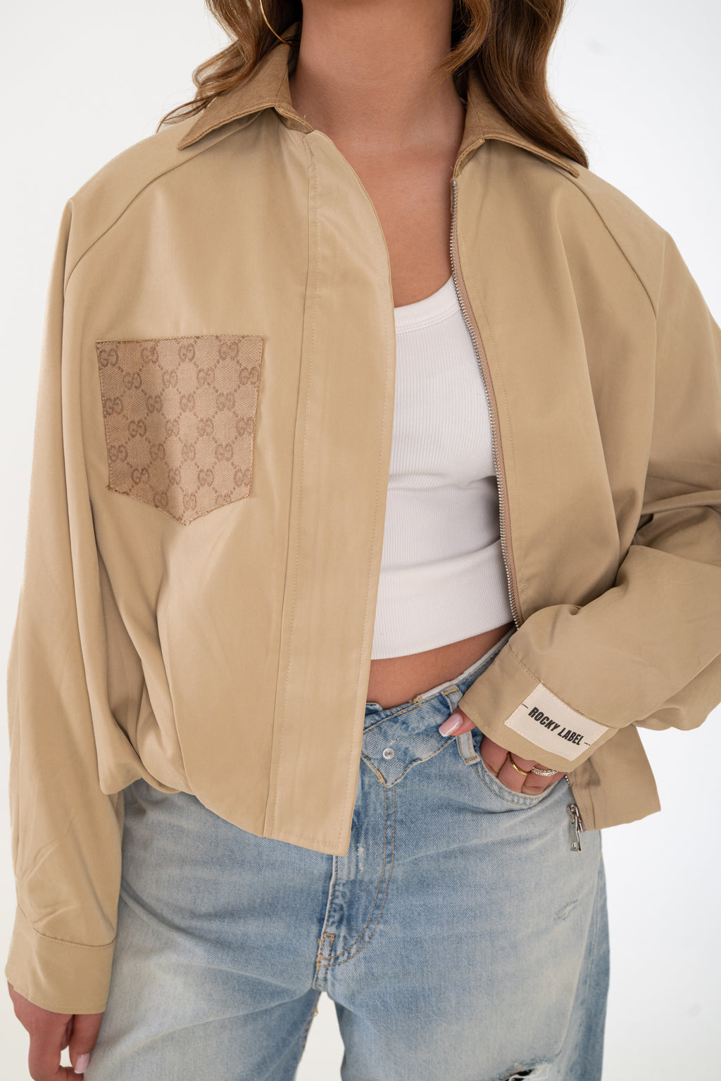 Beige signature jacket