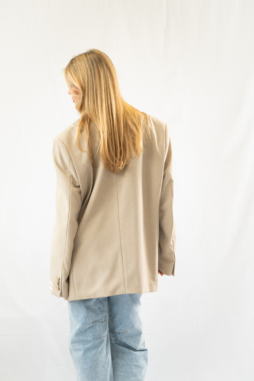 Beige Vintage Oversized Blazer · XL