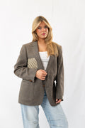 Brown Turquoise Print Vintage Oversized Blazer · M