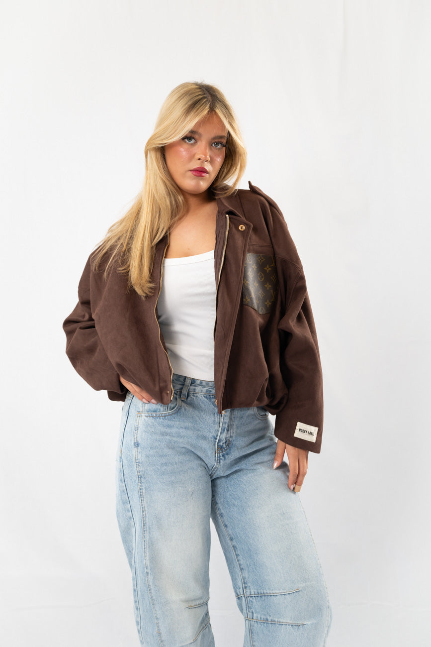 Brown suede signature jacket