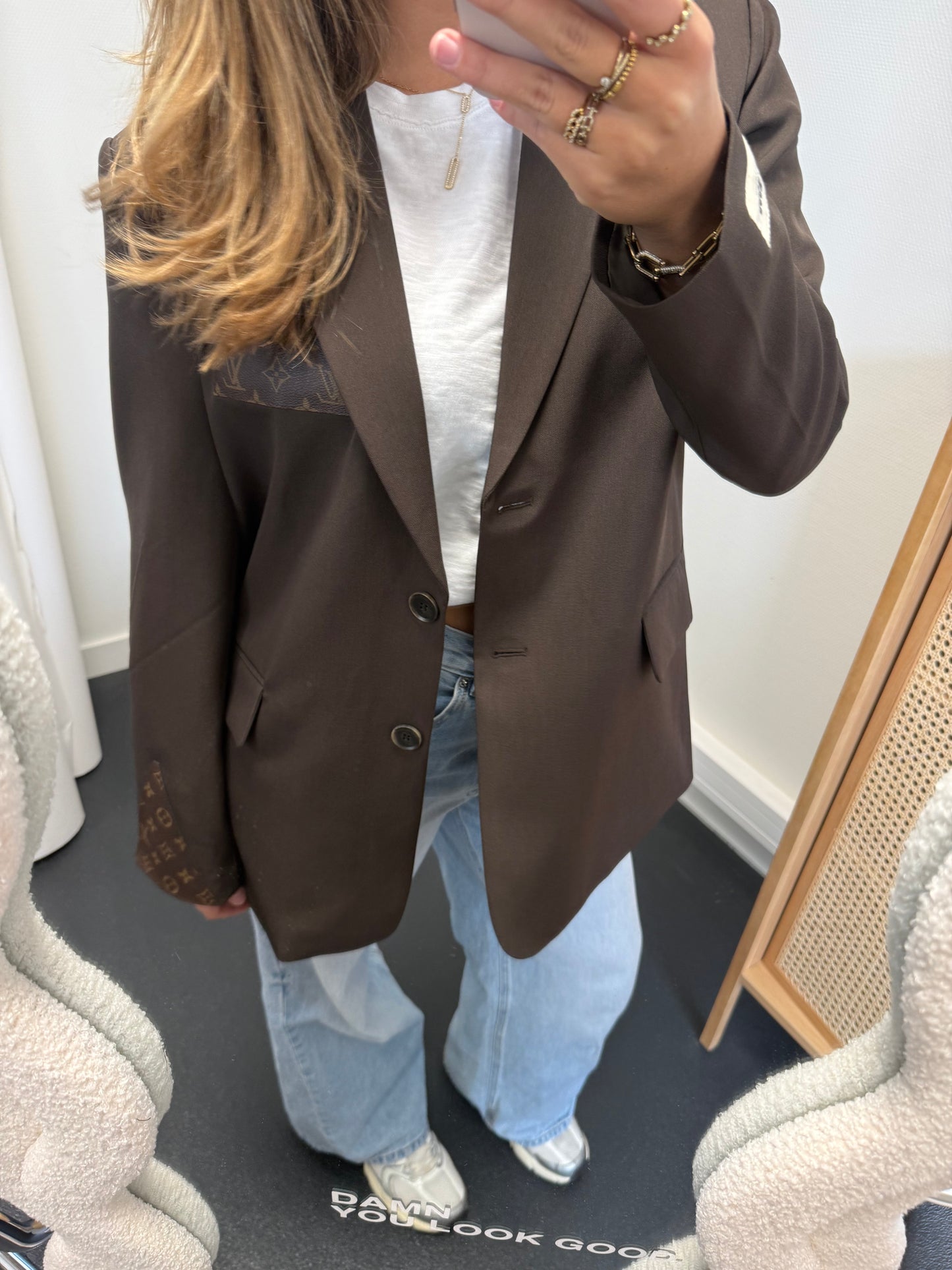 Brown oversized blazer with canvas and split