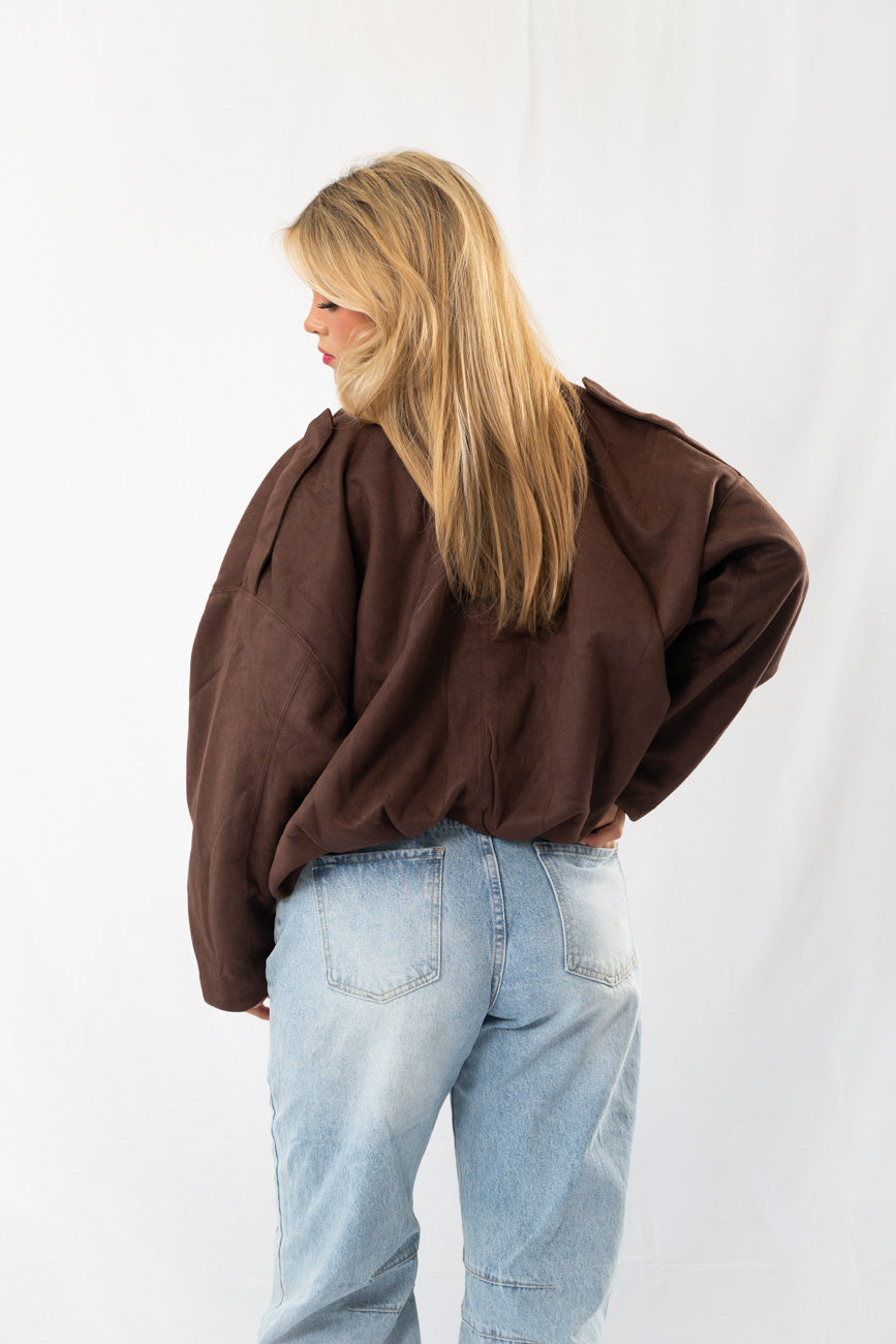 Brown suede signature jacket
