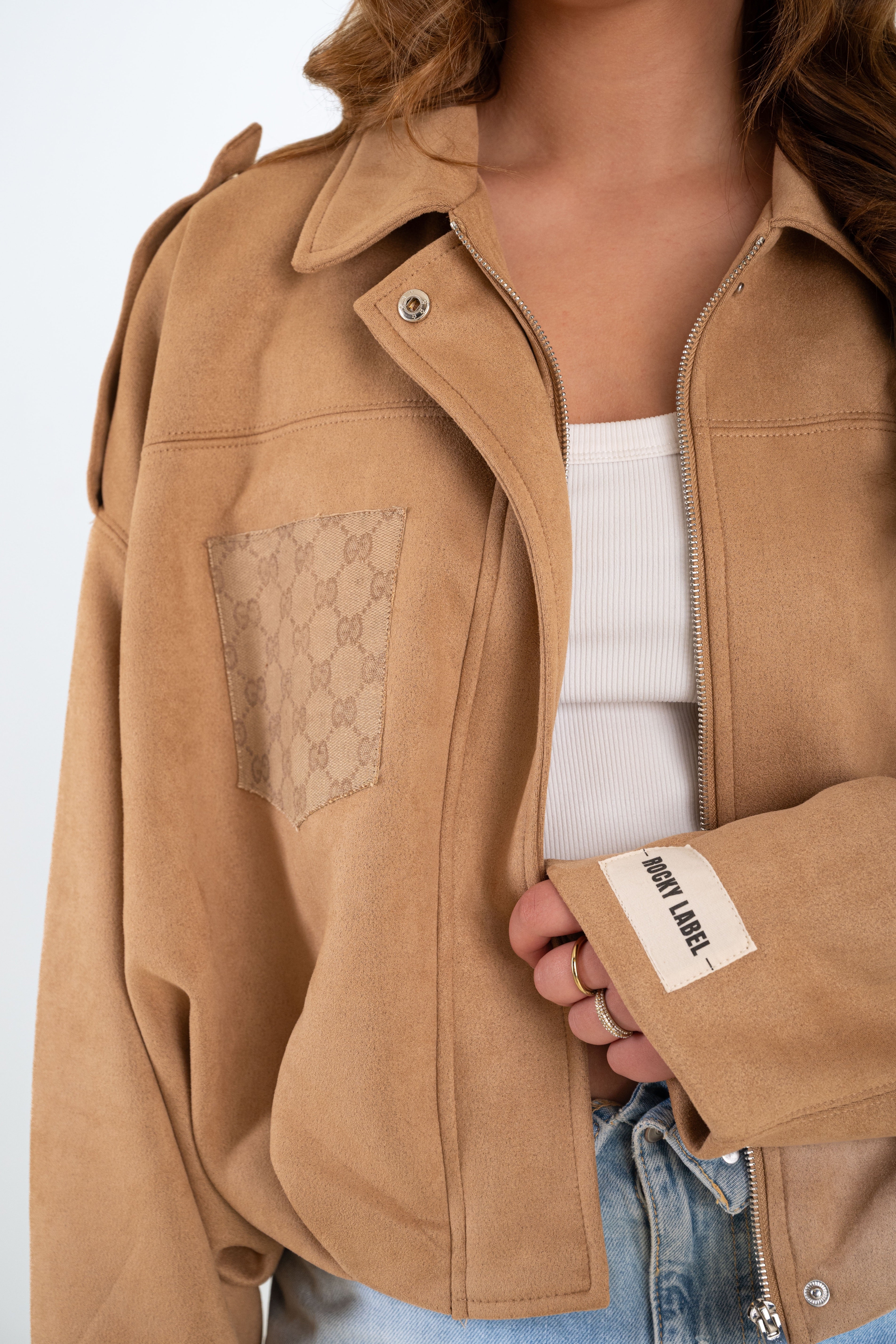 Beige suede signature jacket