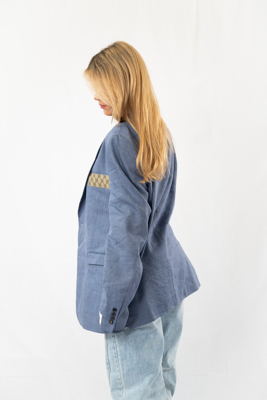 Blue Vintage Designer Oversized Blazer · L-XL