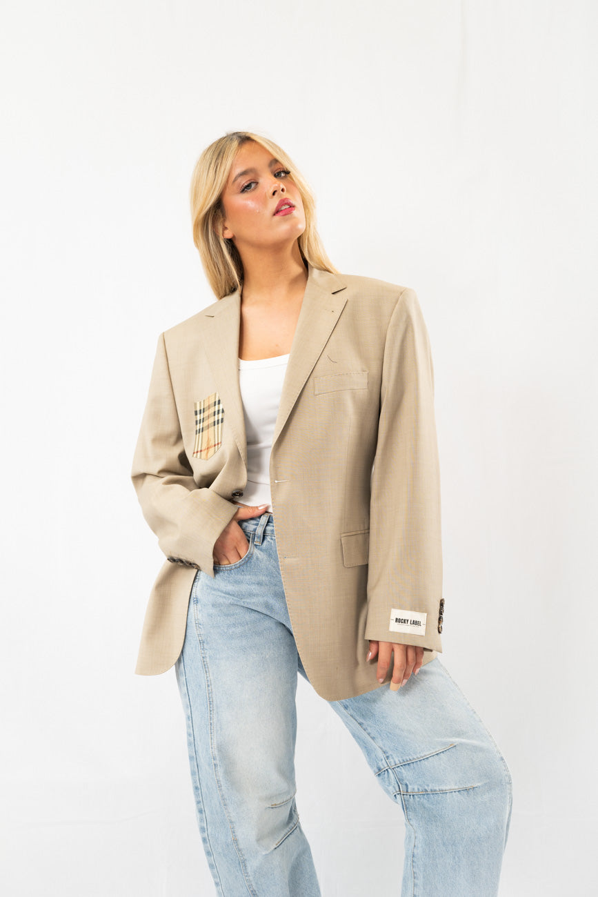 Beige Vintage Oversized Blazer · M-L