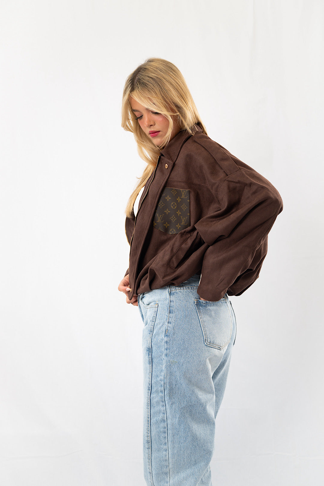 Brown suede signature jacket