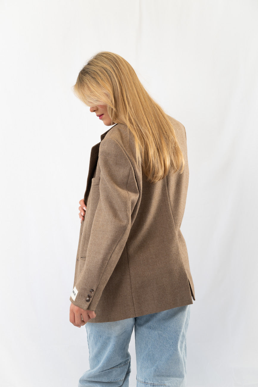 Beige Wool Vintage Oversized Blazer · M-L
