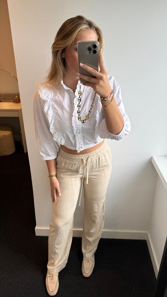 Tara linnen pantalon gestreept