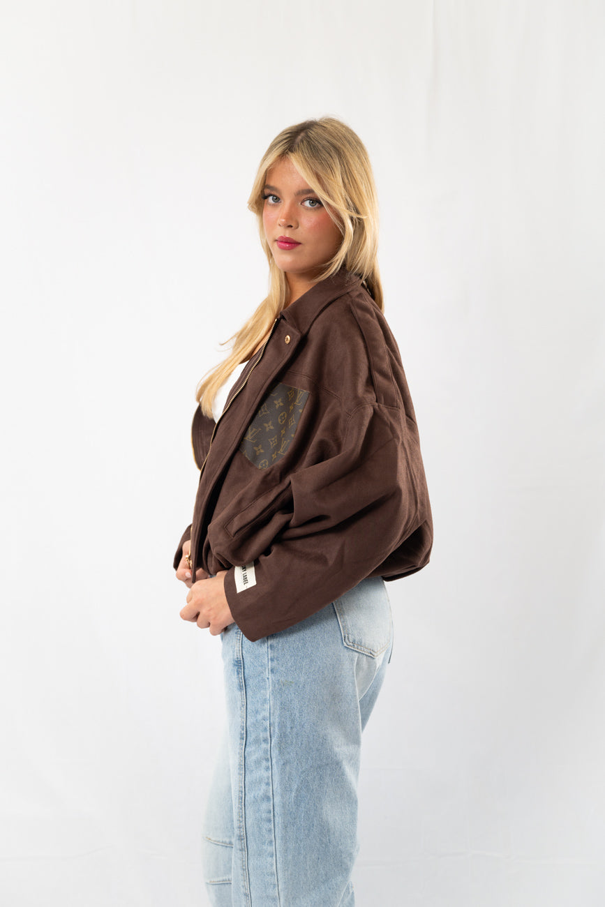 Brown suede signature jacket