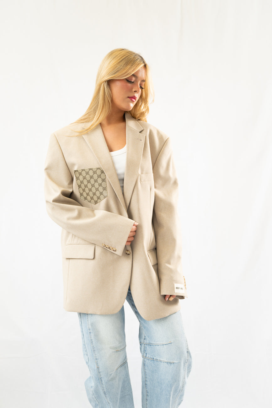 Beige Vintage Oversized Blazer · XL