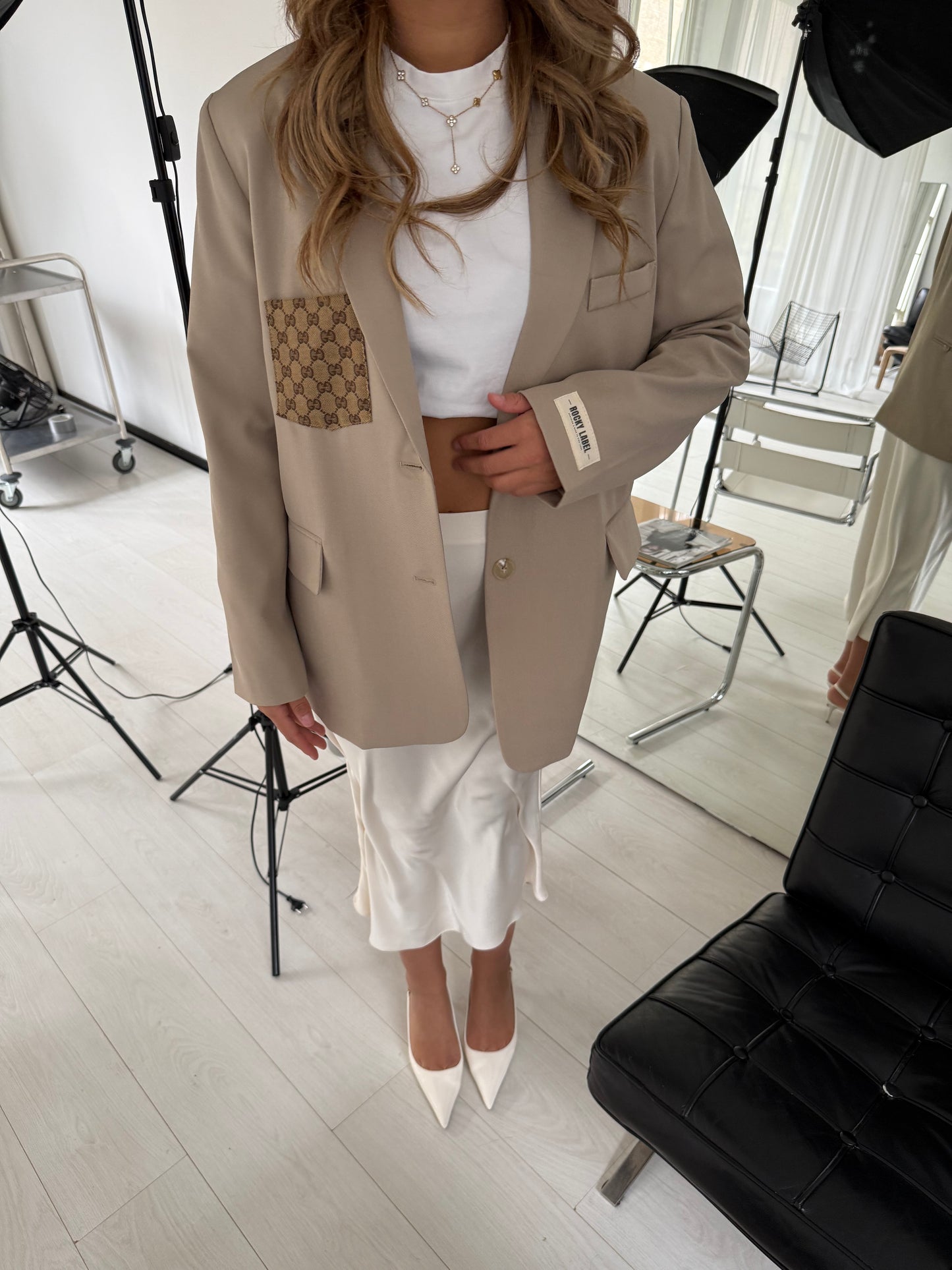 Oversized blazer with canvas