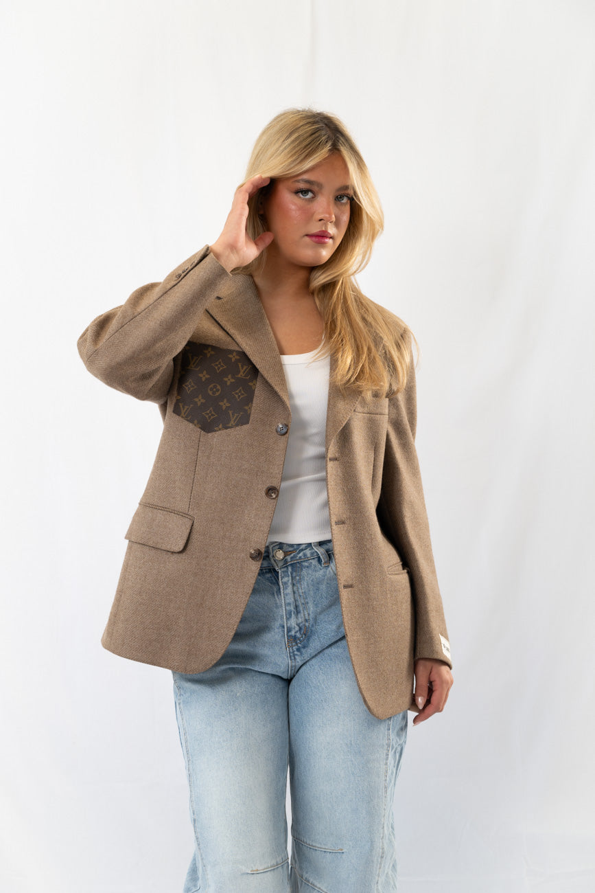 Beige Wool Vintage Oversized Blazer · M-L
