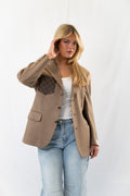 Beige Wool Vintage Oversized Blazer · M-L