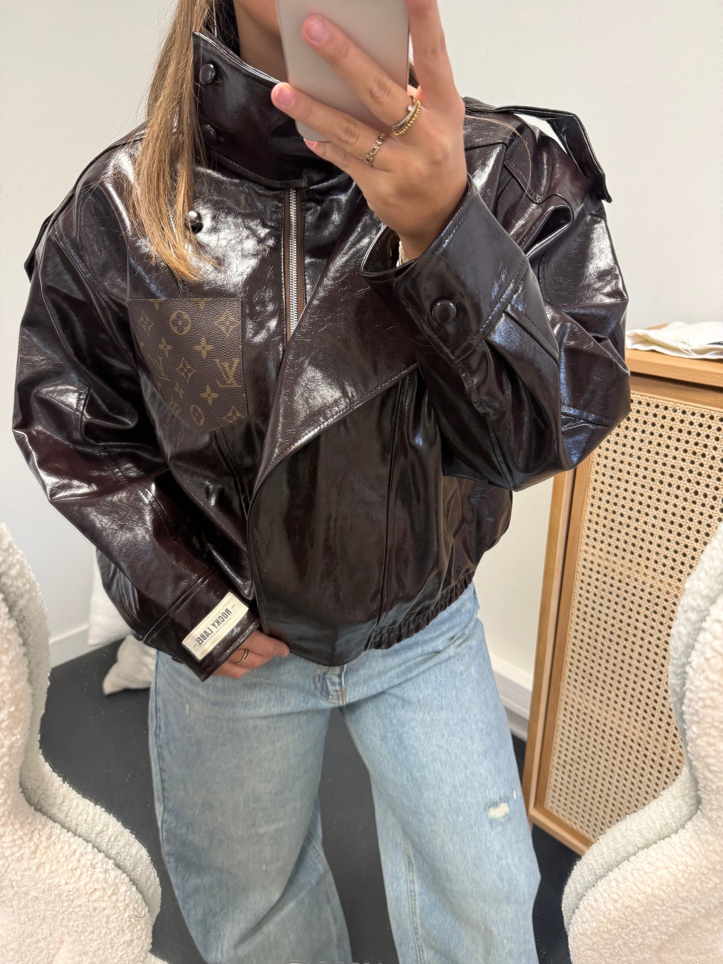 Pre order glossy jacket with canvas