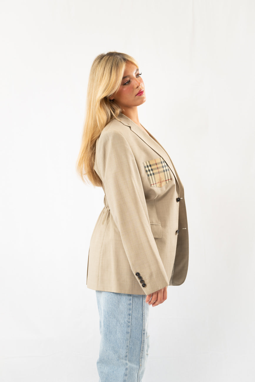 Beige Vintage Oversized Blazer · M-L