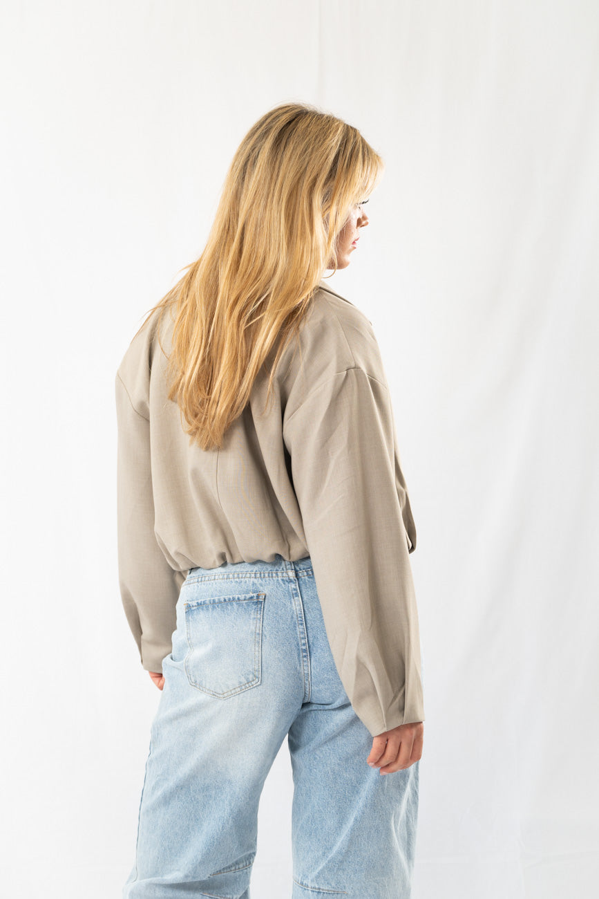 Taupe Designer Jacket with Canvas
