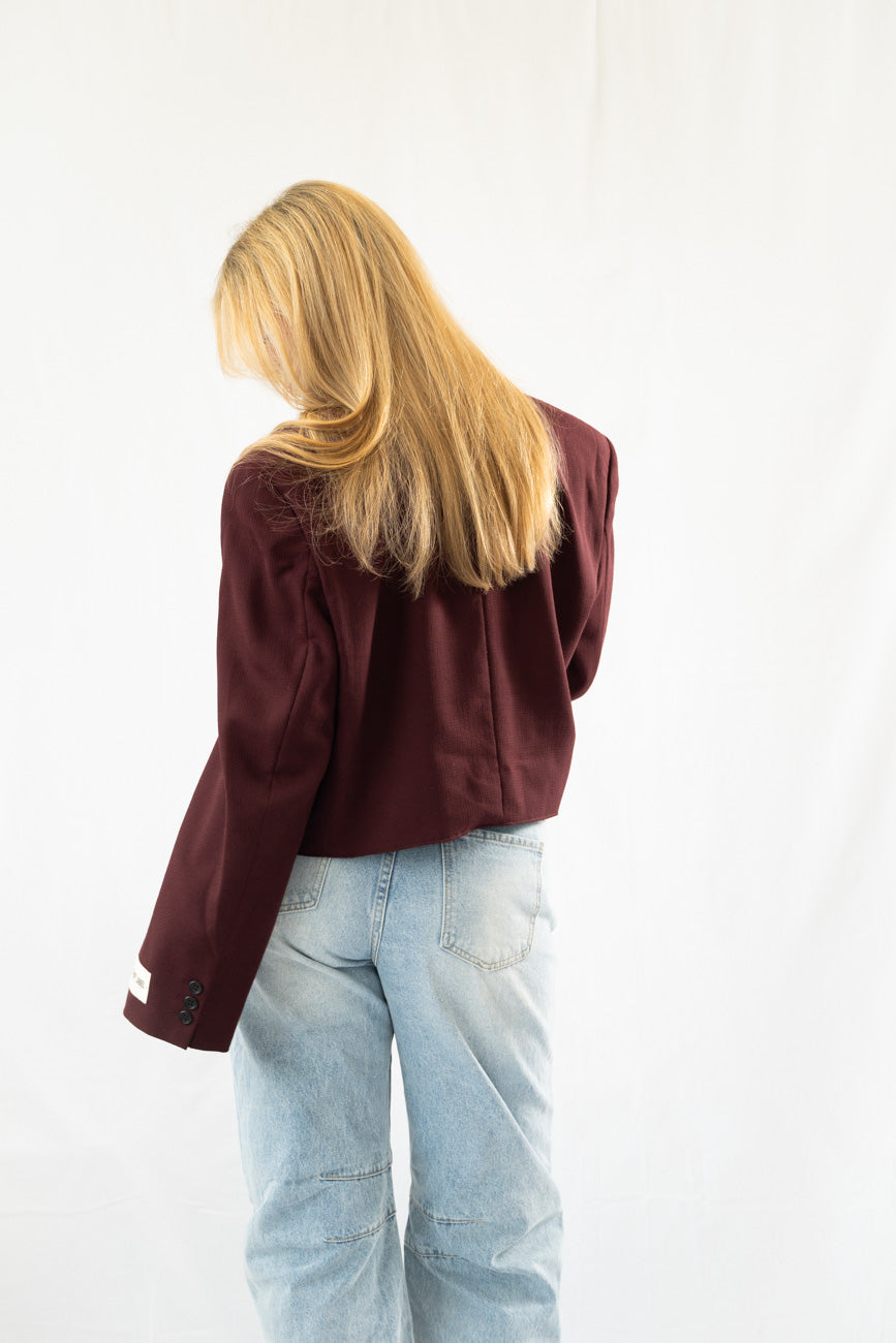 Bordeaux Cropped Vintage Blazer · XL