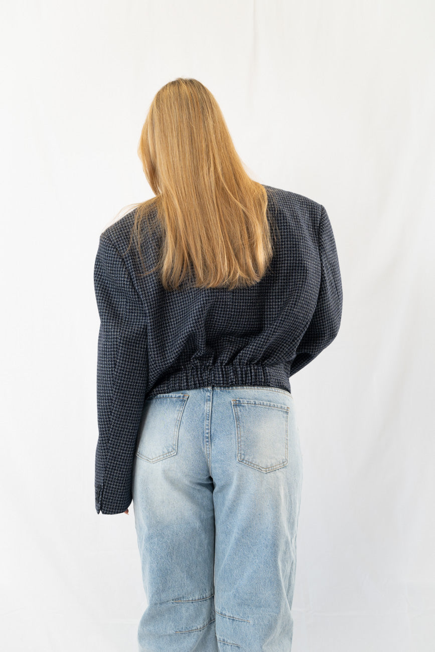 Blue Mixed Cropped Vintage Blazer · L-XL