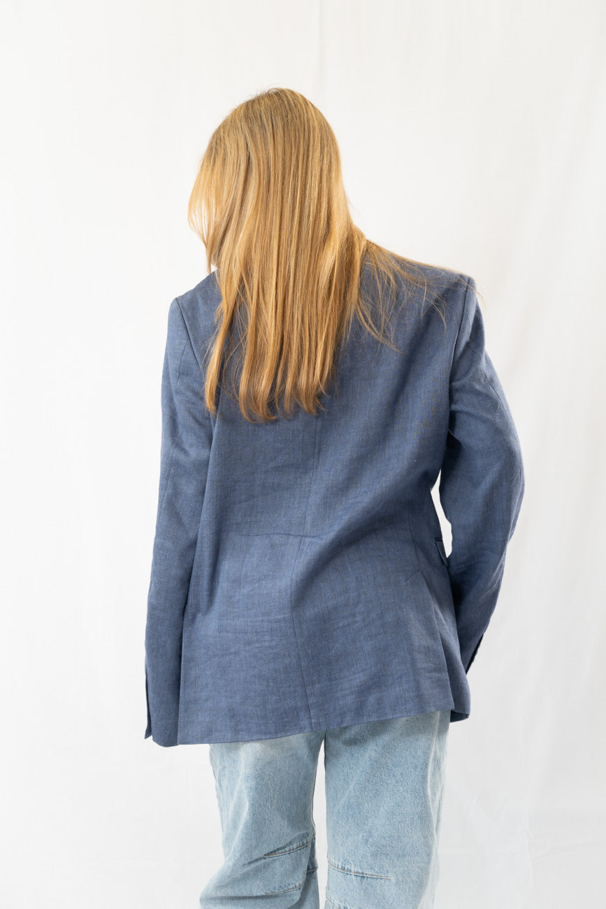 Blue Vintage Designer Oversized Blazer · L-XL