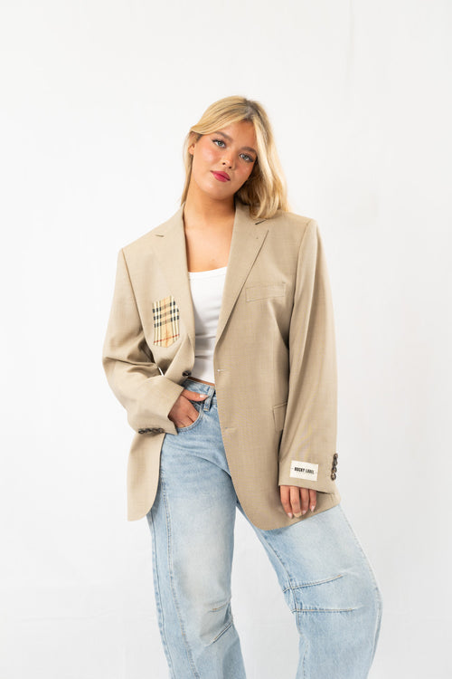 Beige Vintage Oversized Blazer · M-L