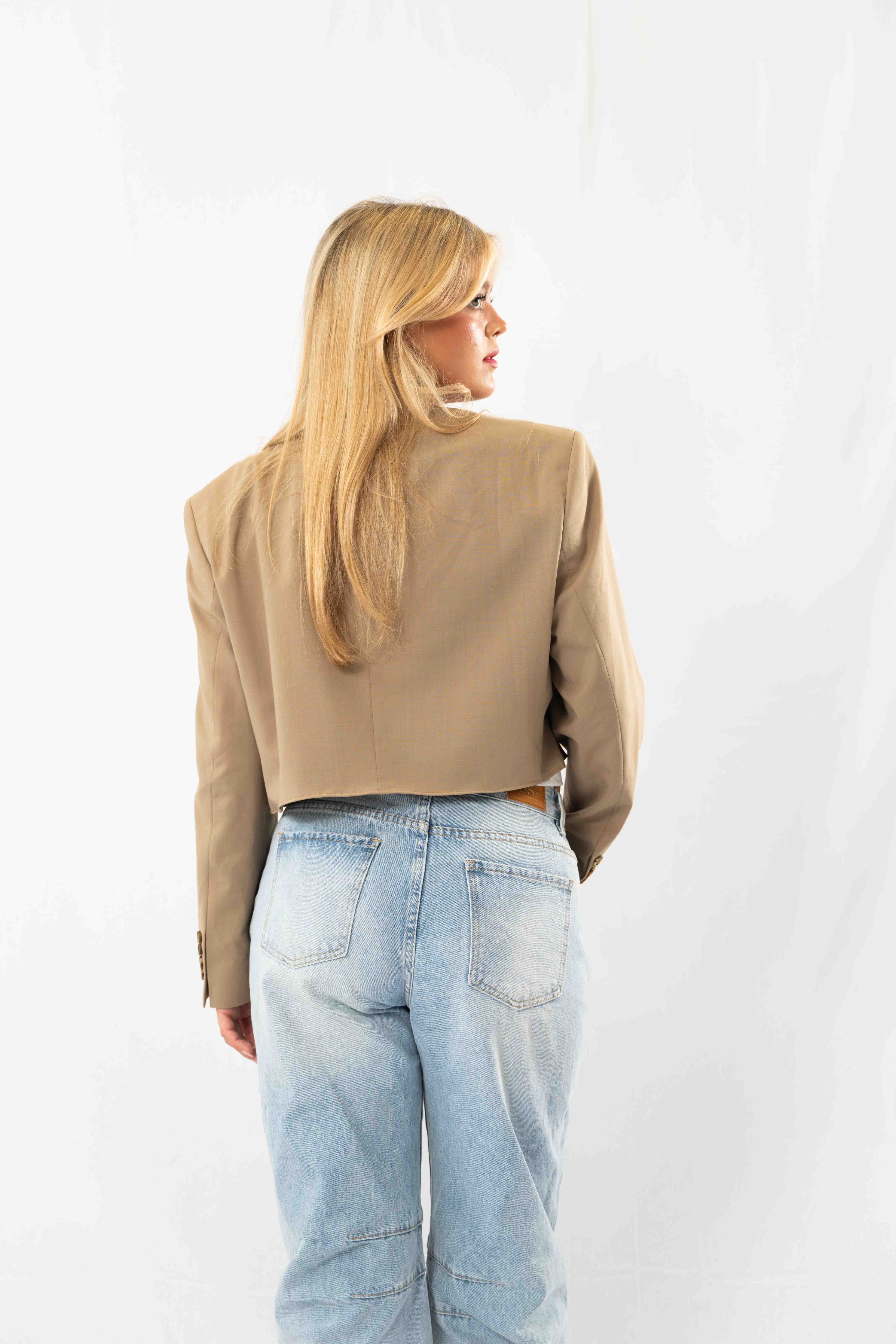 Beige Vintage Designer Oversized Blazer · M