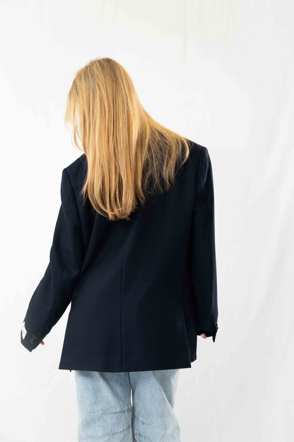 Dark Blue Vintage Designer Oversized Blazer · XL