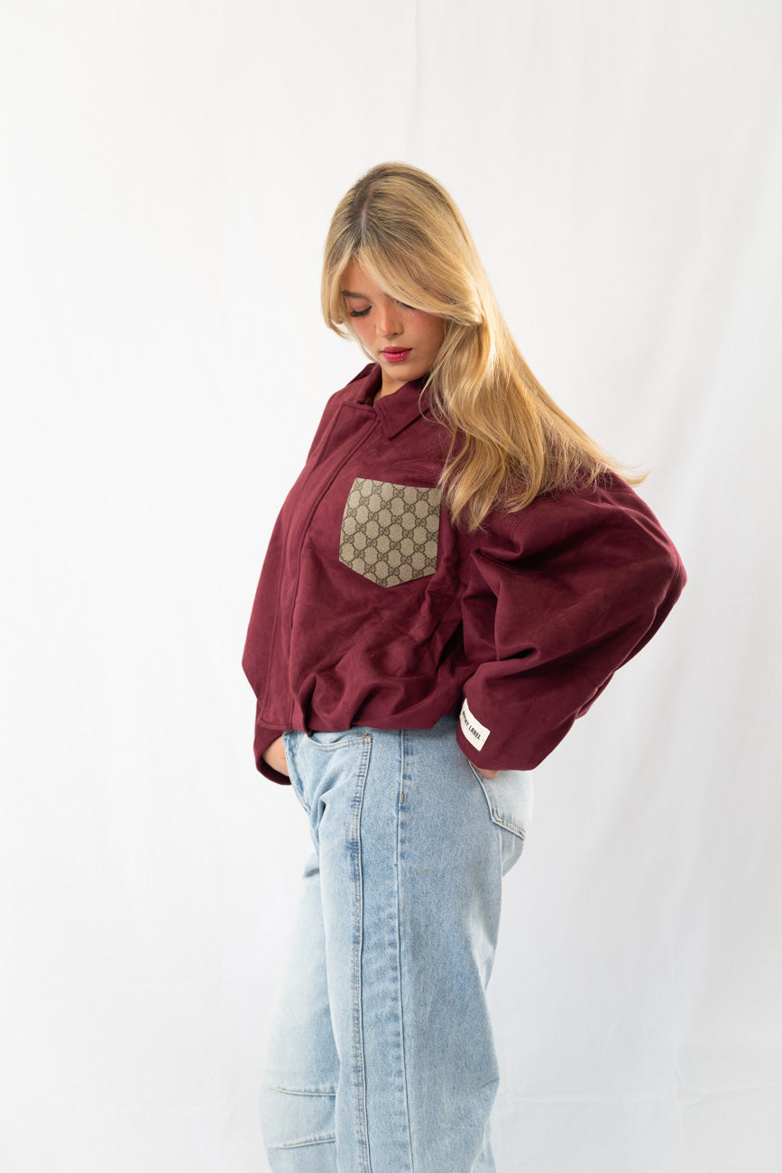 Bordeaux suede signature jacket
