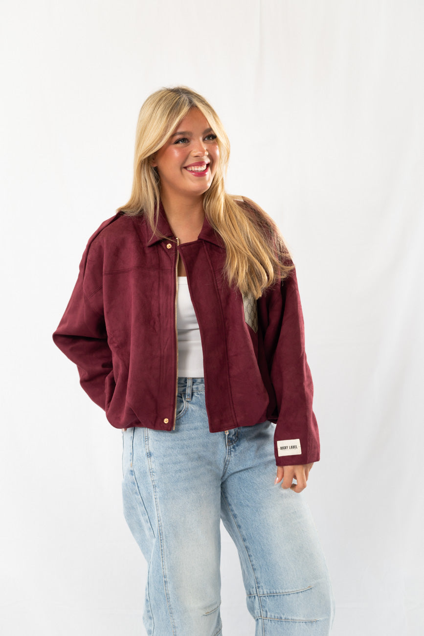 Bordeaux suede signature jacket