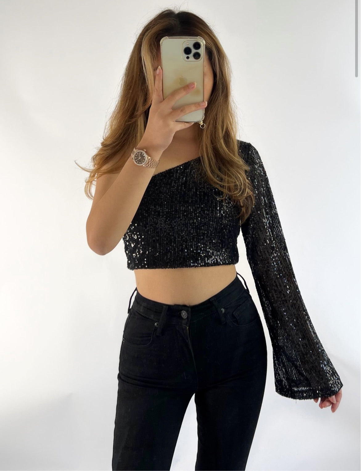 Bibi glitter top zwart