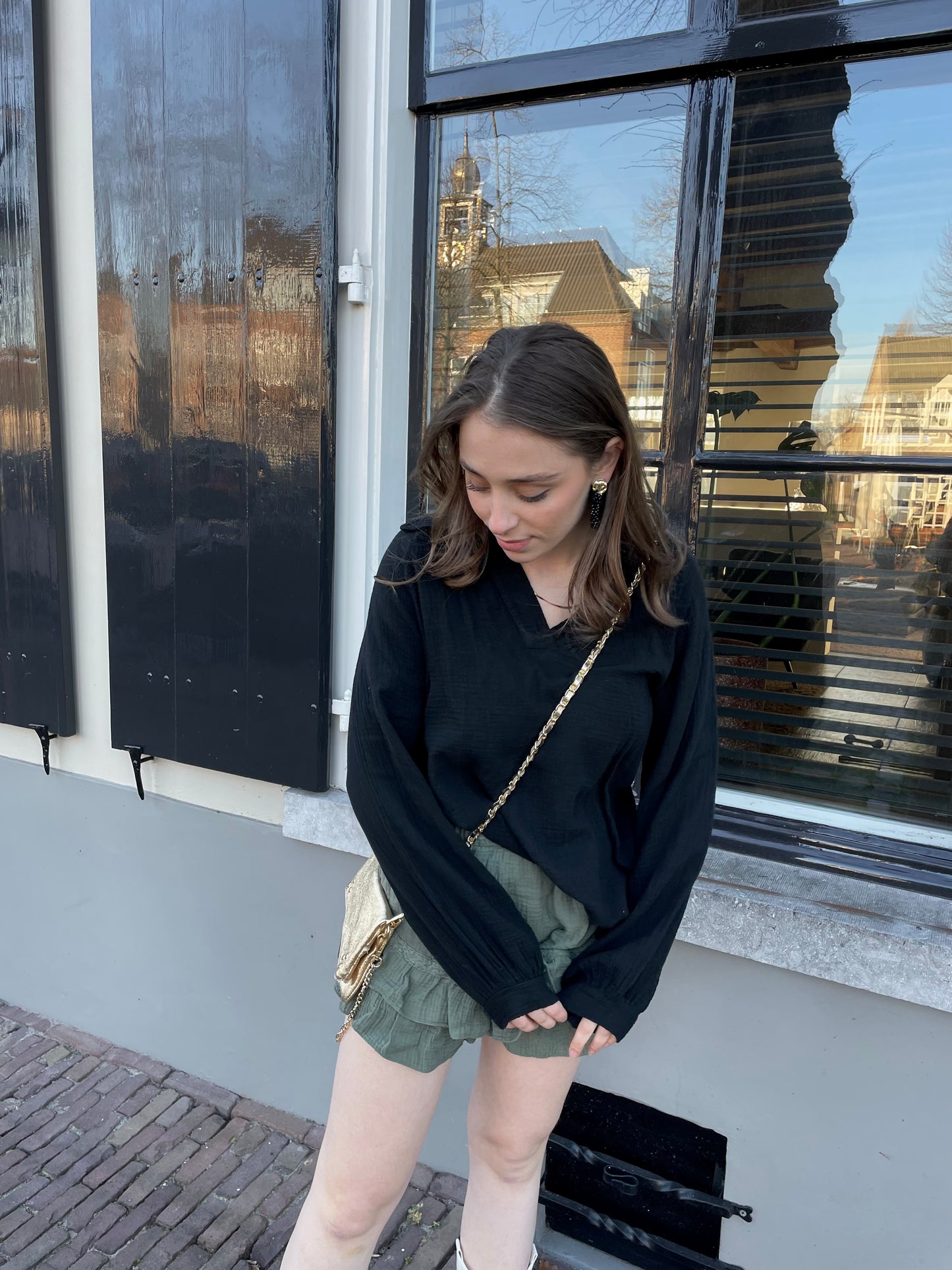 Lucy ruffle skort legergroen